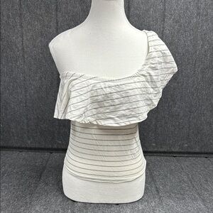 White Asymmetrical Ruffled Blouse